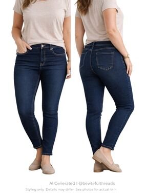 Dark Wash Skinny Ankle Jeans 16 Minimalist Stretch Denim